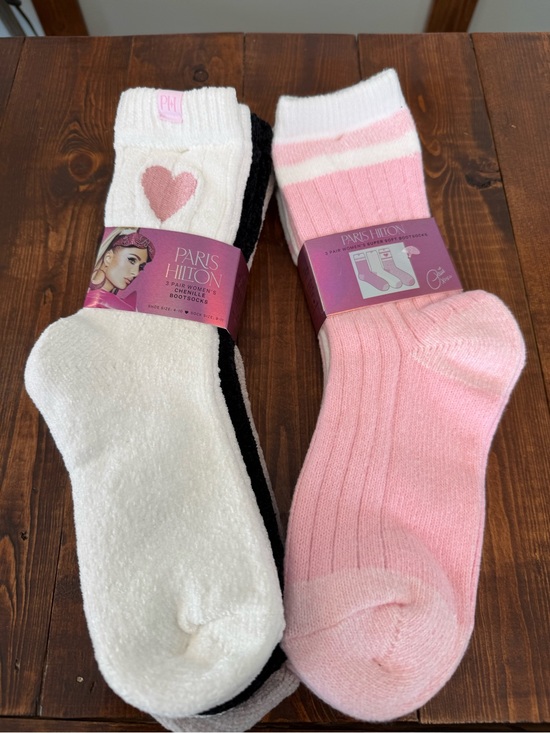 Paris Hilton Other - Paris Hilton White, Pink & Black Cozy Ribbed Sock 3-Pack